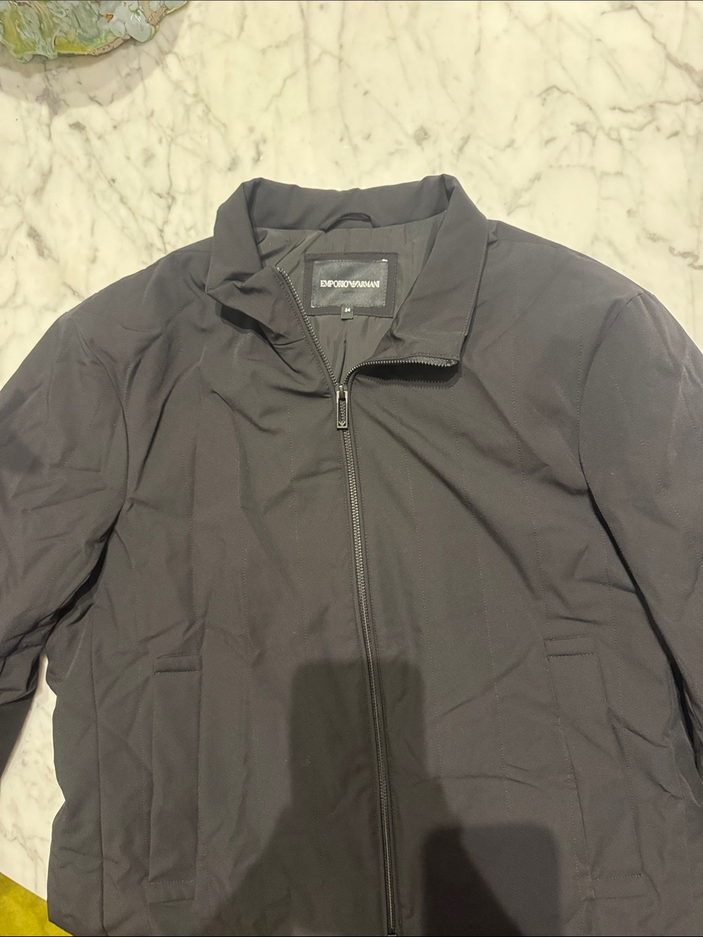Emporio Armani Men's Dark Gray Zip Bomber Jacket